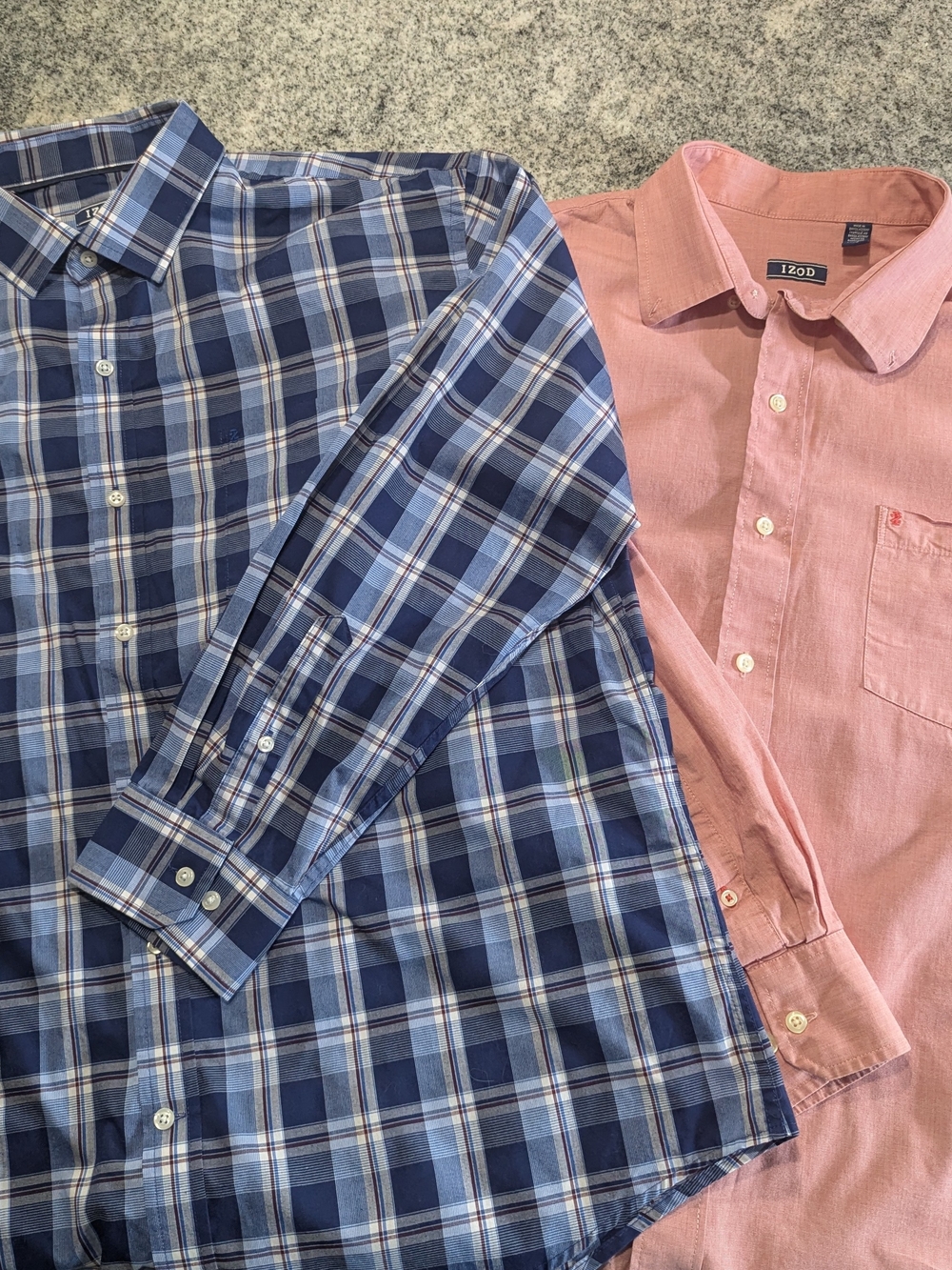 Izod Mens Dress Shirts Lot Of 2 Plaid Coral Business Casual Quiet Luxury XL